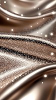 Luxurious brown satin waves with sparkling glitter trails and bokeh lights create an elegant abstract background for festive designs and celebrations.