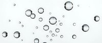 Water droplets and bubbles floating on clean white background creating fresh minimalist composition for design projects and digital artwork.