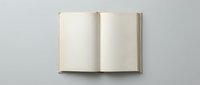 Open blank notebook with empty pages on neutral background for writing, journaling, education and creative projects.
