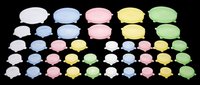 Colorful silicone stretch lids set in various sizes, isolated on transparent background, ready for T-shirt design, stickers, clipart, print on demand, and sublimation use.