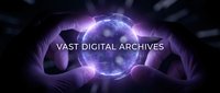 Hands holding glowing digital sphere with purple energy waves, representing data storage, cloud computing, and information technology solutions.