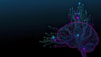 Digital brain with circuit patterns and glowing connections on dark background representing artificial intelligence and neural networks in technology.