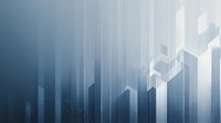 Abstract blue geometric background with vertical light beams and transparent cubic shapes creating depth and dimension for business presentations.