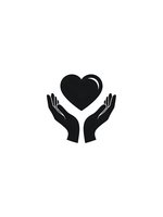 Protective hands holding heart symbol on white background isolated for charity and healthcare design projects.