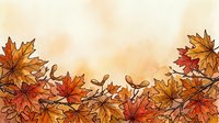 Autumn maple leaves in warm fall colors arranged at bottom border on soft watercolor background, isolated design element for seasonal projects and fall-themed compositions.