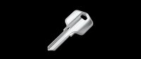 Shiny silver metal key isolated on transparent background, ready for stickers, T-shirt design, print on demand, clipart, and sublimation projects.