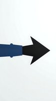 Isolated dark arrow pointing right connected to blue belt, ready for design use on websites, presentations, and marketing materials.