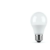 Modern LED light bulb with E27 screw base isolated on white background for energy efficient lighting design and eco-friendly home solutions.
