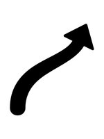 Black curved arrow pointing upward and right on white background isolated for graphic design and presentation use.