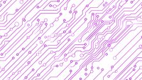 Pink circuit board pattern with diagonal electronic pathways and connection nodes on white background, seamless technology design for modern tech backgrounds.