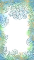 Watercolor frame with intricate mandala patterns in blue and green tones. Decorative border design for invitations, cards and artistic projects.