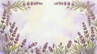 Lavender flowers frame a soft cream and purple watercolor background, creating an elegant botanical border suitable for invitations, stationery, and decorative design projects.