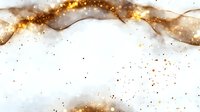 Elegant brown and gold watercolor abstract background with flowing shapes and sparkling golden particles on white. Artistic fluid design for luxury branding.