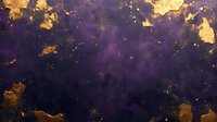 Abstract purple and gold marble texture with metallic foil effect creates luxurious background pattern for elegant design projects and premium branding materials.