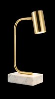 Gold desk lamp with marble base isolated on transparent background, ready for interior design, home decor mockups, product displays, and e-commerce use.