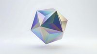 Holographic geometric crystal with iridescent rainbow reflections floating on clean white background for modern digital art and futuristic design projects.