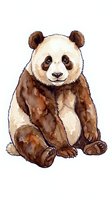 Giant panda sitting upright with brown and cream coloring, isolated on white background. Suitable for children's books, educational materials, nursery decor, and wildlife design projects.