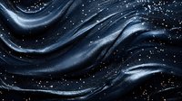 Dark blue metallic waves with golden sparkles creating dynamic flowing motion against black background for luxury design projects.