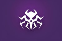 White abstract tribal symbol on purple background, geometric sharp angular design with symmetrical pattern. Clean minimalist emblem for modern branding and logo design.