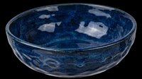 Deep blue ceramic bowl with glossy glaze, isolated on transparent background. Ready for T-shirt design, clipart, stickers, print on demand, and sublimation projects.