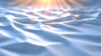Soft waves of light blue fabric or liquid surface with gentle folds and warm sunlight creating dynamic highlights and shadows, abstract background pattern.