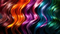 Vibrant neon waves flowing across dark background in red, orange, yellow, purple, pink, blue and green. Glowing liquid light streaks for modern design projects.