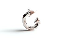 Modern silver ring with arrow-shaped ends on white background, isolated jewelry piece for fashion and accessory design projects.
