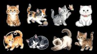 Cute kittens and cats collection isolated on transparent background, ready for t-shirt designs, stickers, clipart, print-on-demand products and sublimation projects.