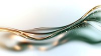 Elegant flowing curves in gold and emerald green with sparkling particles create dynamic abstract background composition for luxury design projects.