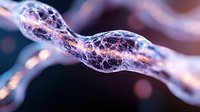 Glowing neural network visualization with interconnected nodes and synapses on dark background showing artificial intelligence and machine learning concept.