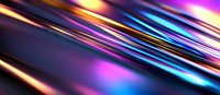 Vibrant diagonal light streaks in neon blue, purple, and gold colors create dynamic motion effect against dark background, suitable for modern tech designs and presentations.