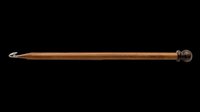 Wooden knitting needle with metal tip and stopper, isolated on transparent background, ready for crafting clipart, sublimation, and print-on-demand designs.