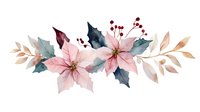Watercolor poinsettia flowers with leaves and berries arrangement isolated on transparent background for holiday decorations and festive designs.