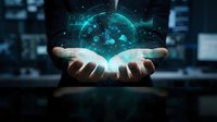 Hands holding glowing digital globe with network connections and data streams, representing global technology, connectivity, and digital transformation in modern business environment.
