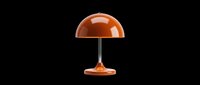 Vintage orange dome table lamp with metal base isolated on transparent background, ready for t-shirt designs, clipart, stickers, print-on-demand products and sublimation projects.