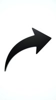 Black curved arrow pointing right isolated on white background for graphic design and presentation use.