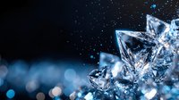 Sparkling ice crystals with water drops and bokeh effects on dark background create magical winter atmosphere. Macro photography shows frozen structure details.