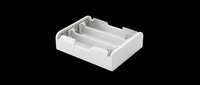 White plastic battery holder for three AA batteries, isolated on transparent background. Ready for clipart, stickers, t-shirt design, print on demand, and sublimation projects.
