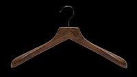 Wooden clothes hanger with metal hook, isolated on transparent background, ready for T-shirt design, clipart, stickers, print on demand, and sublimation projects.