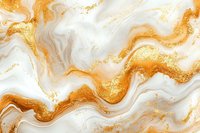 Luxurious gold and white marble texture with flowing waves and glitter effect creates elegant abstract background for luxury design and packaging projects.