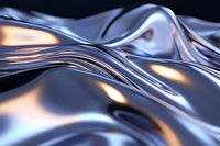 Smooth metallic waves with silver and copper reflections creating abstract flowing curves and dynamic surface texture in luxury modern style background.