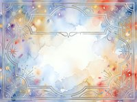 Ornate decorative frame with watercolor gradient background featuring pastel colors, geometric patterns, and floral elements, ideal for invitations, greeting cards, and design templates.