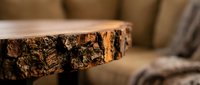 Natural wood log cross-section with rough bark texture and organic grain patterns for rustic home decor and woodworking projects.