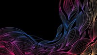 Abstract flowing lines in vibrant neon colors creating dynamic wave patterns on black background for modern digital design and creative projects.