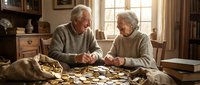 Senior Caucasian couple enjoying puzzle time together in cozy living room with warm sunlight streaming through window creating peaceful retirement moment.