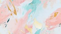 Soft pastel watercolor strokes in pink, turquoise, and gold create an abstract artistic background. Isolated on white, ready for design projects, invitations, and creative layouts.