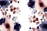 Watercolor floral pattern with pink and purple blooms, leaves and branches on white background. Seamless design for fabric, wallpaper and decor projects.