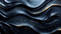 Luxurious dark waves with golden accents create elegant abstract background pattern. Flowing liquid texture with glitter sparkles and metallic shine.