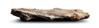 Old weathered driftwood piece isolated on white background, showing natural wood grain texture and organic shape for rustic design elements and decor projects.