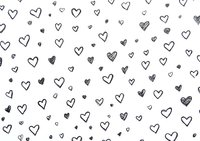 Hand drawn heart pattern in black and white with scattered dots creates seamless romantic background for valentines cards, wedding invitations and love themes.